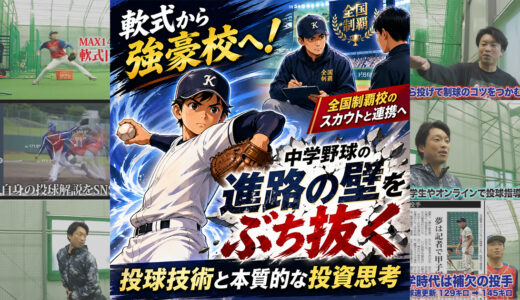 軟式から強豪校へ！全国制覇校のスカウトと連携へ。中学野球の「進路の壁」をぶち抜く投球技術と本質的な投資思考